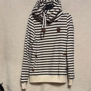 Wanakome Black and White Striped Hoodie